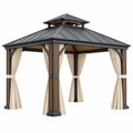 Pavillon 300 x 300 x 290 cm aus Metall in Anthrazit mit Vorhängen für den Garten
