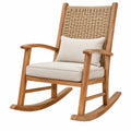 Schaukelstuhl 95 x 70 x 110 cm Holz Naturfaser Beige mit Sitzpolster
