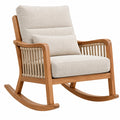 Schaukelstuhl 70 x 92 x 98 cm Holz Beige mit Polsterung und Seilbespannung