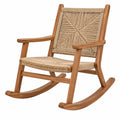 Schaukelstuhl 70 x 100 x 105 cm aus Holz und Seilgeflecht Naturbraun im Boho-Stil