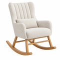 Schaukelstuhl 80 x 95 x 105 cm mit Stoffbezug in Beige und Holzgestell