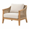 Sessel 78 x 78 x 82 cm aus Holz und Seilgeflecht in Naturbeige für Terrasse im Boho-Stil