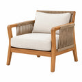Sessel 76 x 80 x 82 cm aus Holz mit Seilgeflecht und Textil in Natur Beige - Loungestil