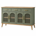 Sideboard 160 cm Holz und Riffelglas Grün Modern mit 3 Schubladen