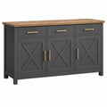 Sideboard 160 x 45 x 90 cm Holzwerkstoff Anthrazit Holzoptik mit 3 Schubladen 3 Türen im Landhausstil