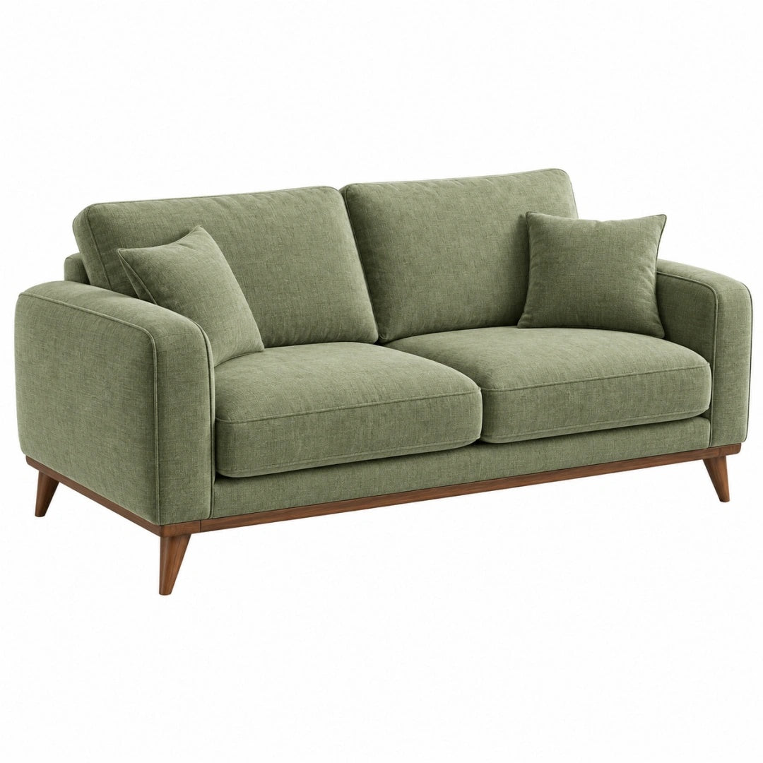 2-Sitzer Sofa 180 x 90 x 85 cm Grün Stoff Holzbeine Skandinavischer Stil