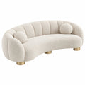 Sofa 220 x 95 x 78 cm Bouclé-Textil Cremeweiß mit Metallfüßen im Retro-Stil