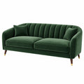 2-Sitzer Sofa 190 x 85 x 82 cm dunkelgrün Samtbezug mit vertikal gesteppter Rückenlehne