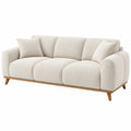 3-Sitzer Sofa 210 cm Boucléstoff Creme mit Holzfüßen Skandinavischer Stil