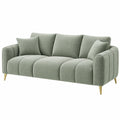 3-Sitzer Sofa 220 x 92 x 88 cm aus Textil in Salbeigrün mit Metallfüßen im modernen Stil