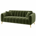 2-Sitzer-Sofa 180 cm olivgrüner Samtstoff mit goldfarbenen Metallfüßen - Chesterfield-Stil
