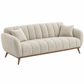 3-Sitzer Sofa 220 x 90 x 85 cm Bouclé-Stoff Beige Wohnzimmer Retro gepolstert